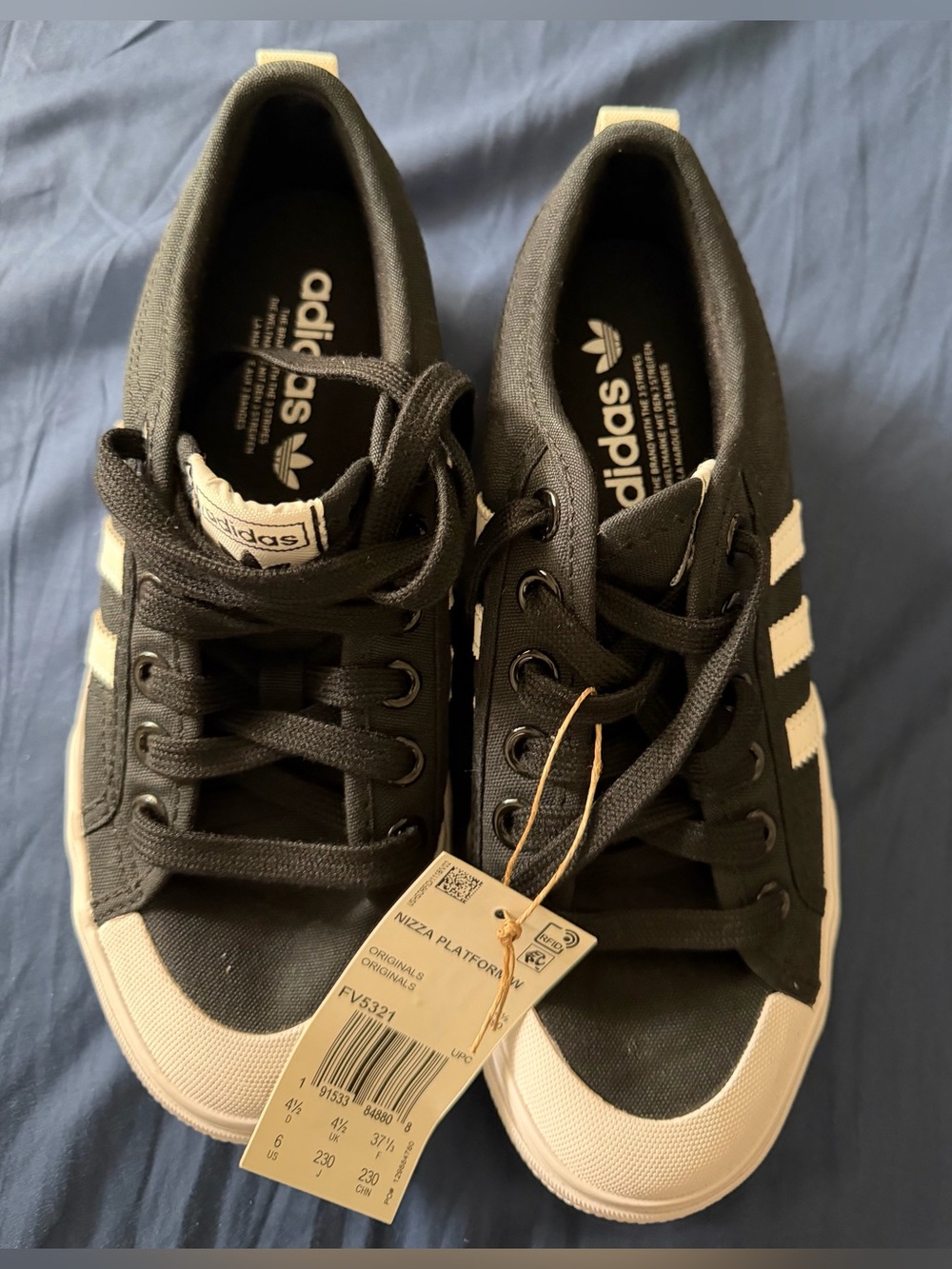 adidas Nizza Platform Sneakers in Black and White